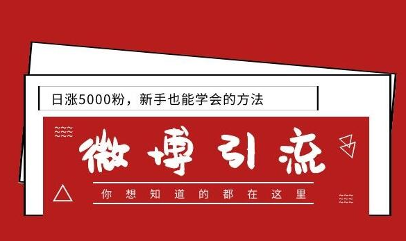 零基础玩微博引流推广，日涨5000粉