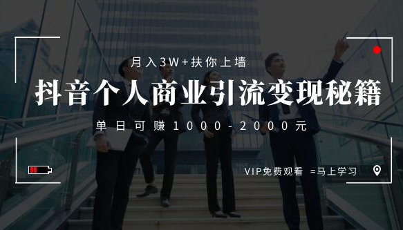 月入3W+扶你上墙，抖音个人商业引流变现秘籍，单日可赚1000-2000元