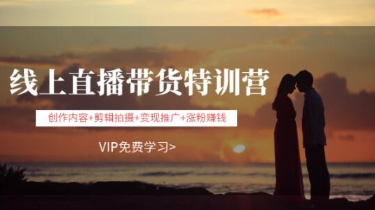 线上直播带货特训营，创作内容+剪辑拍摄+变现推广+涨粉赚钱