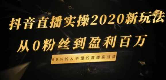 抖音直播实操2020新玩法：从0粉丝到盈利百万，99%的人不懂的直播实战法