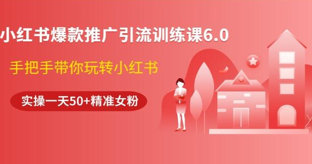 小红书爆款推广引流训练课6.0，手把手带你玩转小红书，实操一天50+精准女粉