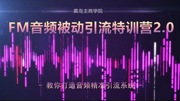 黄岛主·FM音频引流特训营2.0：独家引流模式，单账号50W+播放量，轻松变现