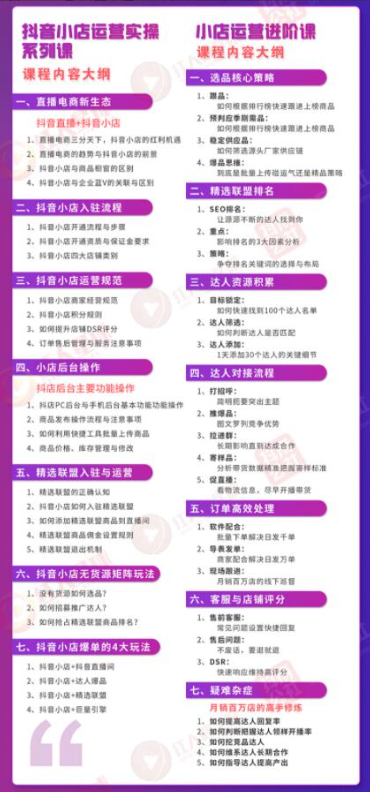 小店运营全套系列课 从基础入门到进阶精通，系统掌握月销百万小店核心秘密