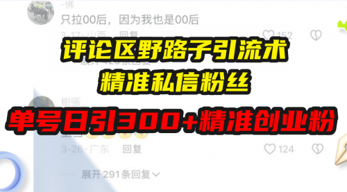 评论区野路子引流术，精准私信粉丝，单号日引流300+精准创业粉