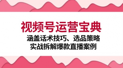 视频号运营宝典：涵盖话术技巧、选品策略、实战拆解爆款直播案例