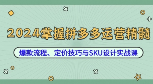 2024掌握拼多多运营精髓：爆款流程、定价技巧与SKU设计实战课